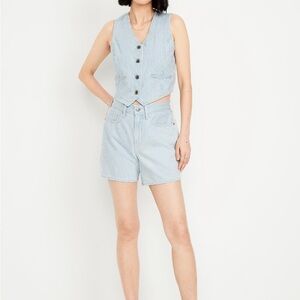 Old Navy Baggy Light Blue Striped Jean Shorts